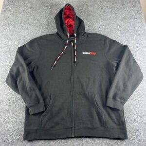 GameStop Mens Full Zip Hoodie Black Red Rocket Ship Lining 2XL‎ Sweatshirt
